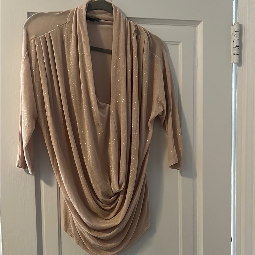 Alice + Olivia Shimmering Gold Cowl Neck dressy Top